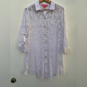 Lilly Pulitzer White Sheer Button Down Shirt